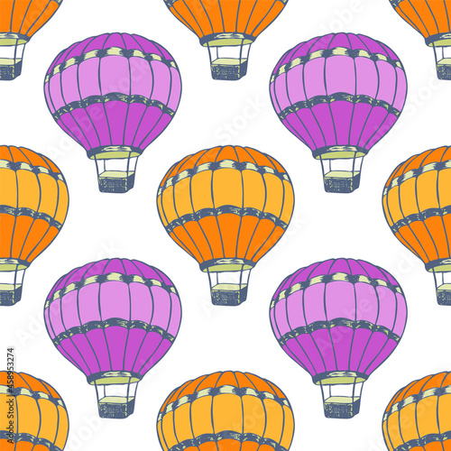 Cartoon hot air balloons  illustration vector seamless patter.