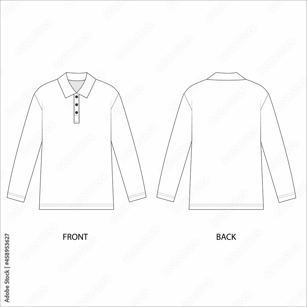 Polo shirt design template. Long sleeve polo shirt design template ...