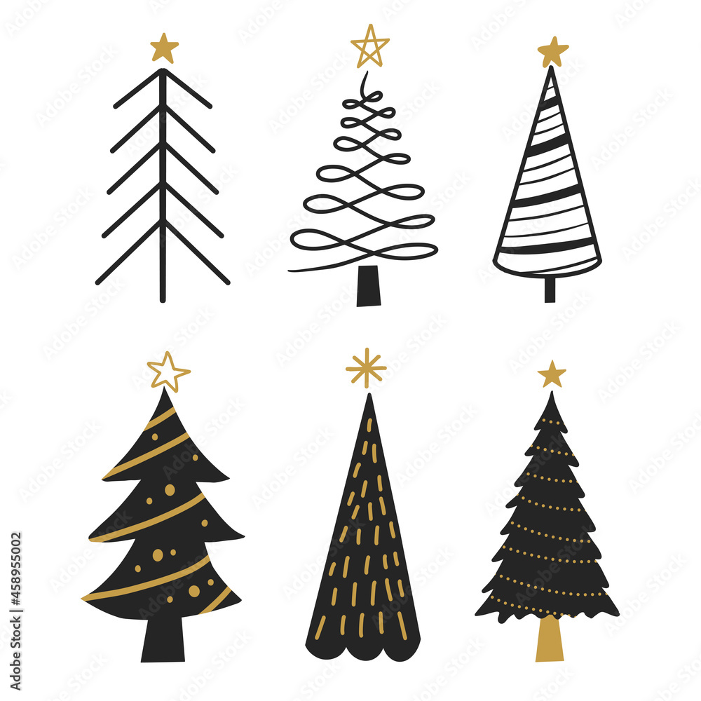 Hand Drawn Modern Christmas Tree Collection Hand Drawn Modern Christmas Tree Collection