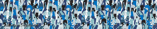 Seamless pattern con una folla di persone che parlano e interagiscono tra di loro