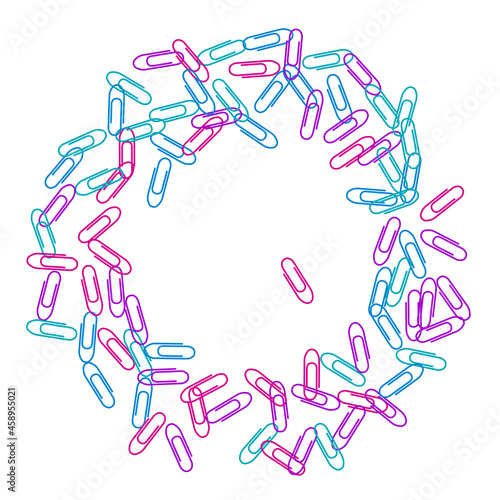 Stationary paperclips isolated on white background