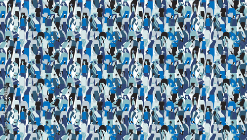 Seamless pattern con una folla di persone che parlano e interagiscono tra di loro