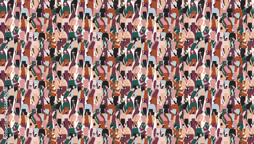 Seamless pattern con una folla di persone che parlano e interagiscono tra di loro