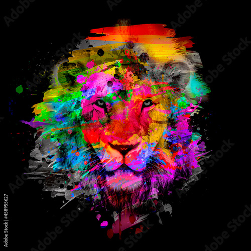 Colorful artistic lion muzz...