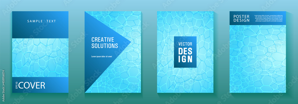 World Oceans Day brochure cover templates. Ecological booklets with ...