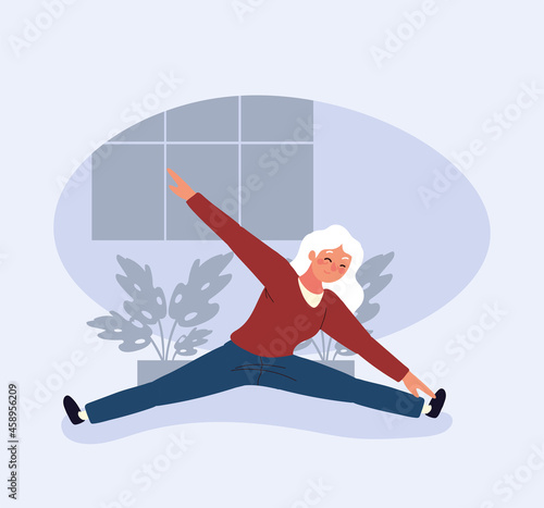 old woman practicing yoga