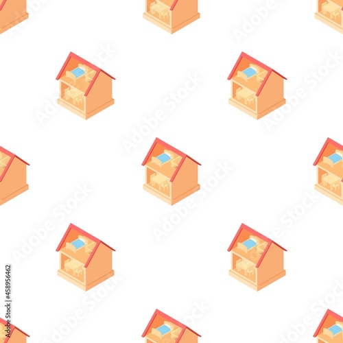 Toy house interior pattern seamless background texture repeat wallpaper geometric vector