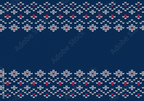 Knitted seamless pattern. Vector ornament for winter sweater