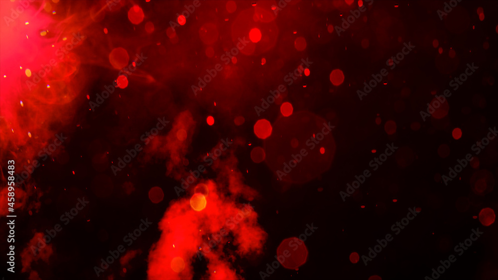 幻想的な赤いパーティクルと煙のスモークフォグの動画