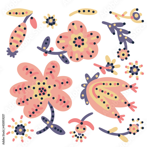 A set of simple doodle-style flowers