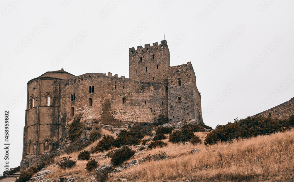 Loarre Castle in Huesca, view from the interior of the fortress