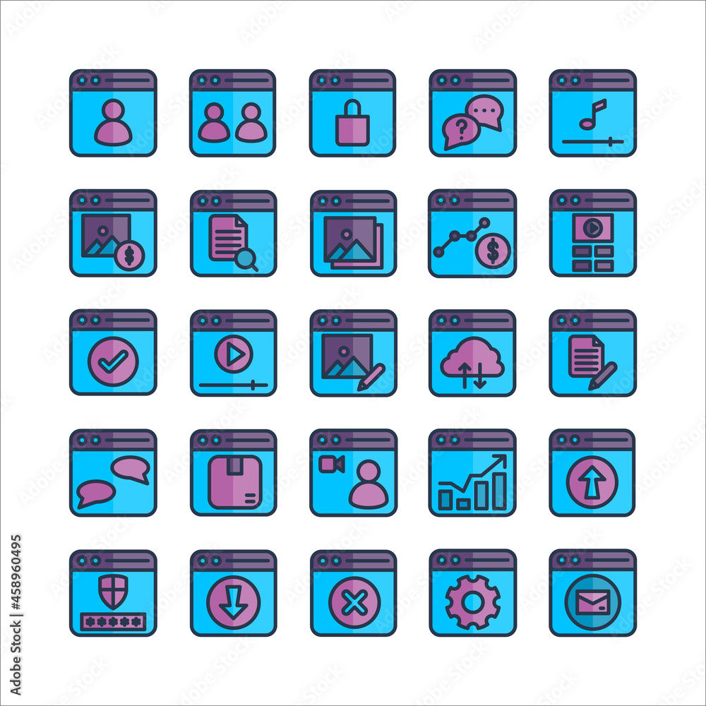 Website icon set vector flat line for website, mobile app, presentation, social media. Website icon set vector flat line for website, mobile app, presentation, social media.