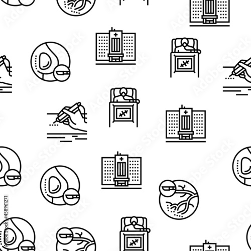 Surgery Medicine Clinic Operation Vector Seamless Pattern Thin Line Illustration photo