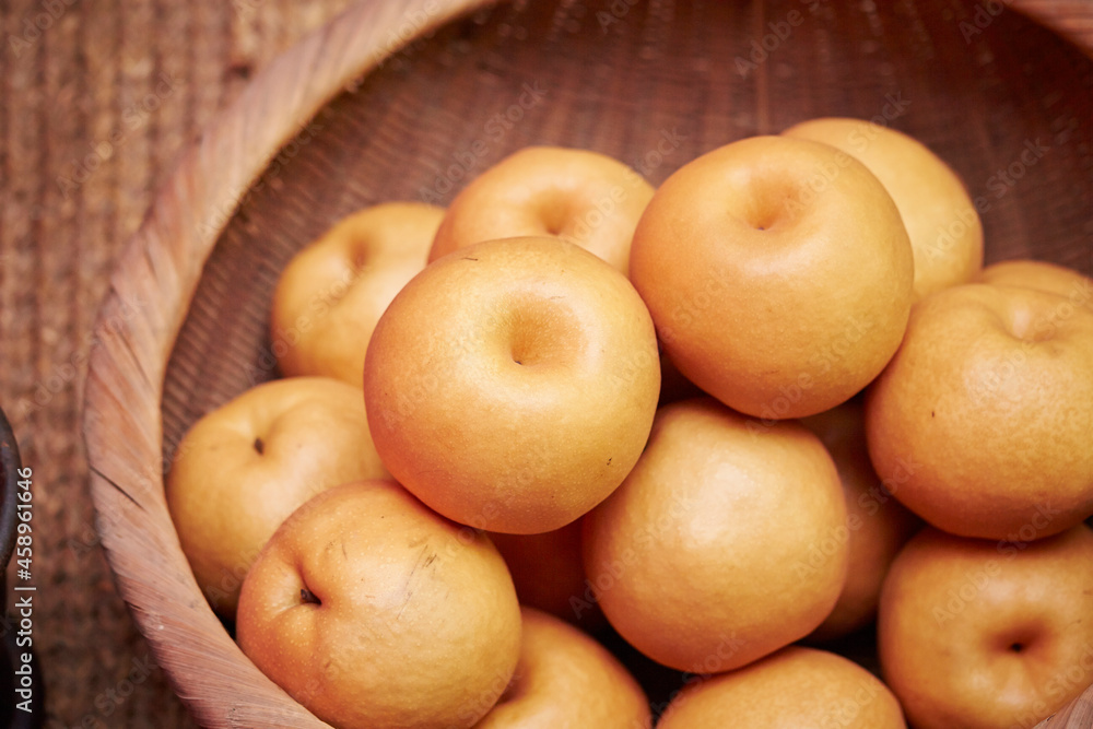 fresh pears in a basket fresh pears in a basket
