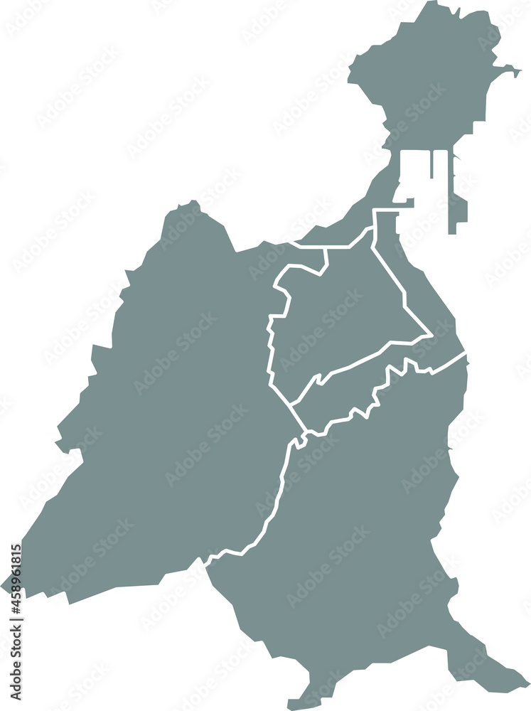 Simple blank gray vector map with white borders of urban city districts of Las Palmas, Spain Simple blank gray vector map with white borders of urban city districts of Las Palmas, Spain
