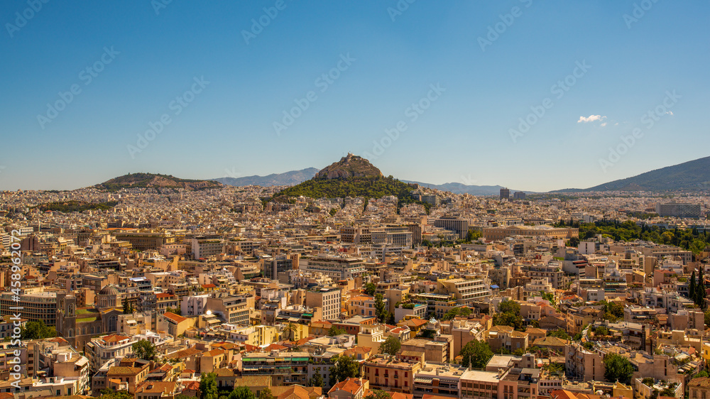 aerial panoramic view over the city of Athens Greece