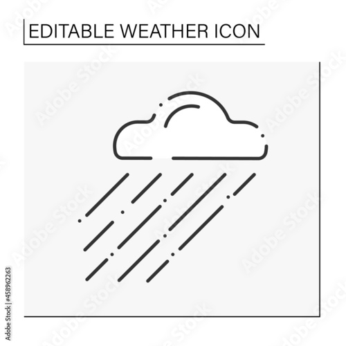 Drizzle line icon. Shallow rain from cloud.Freezing mist. Rainy clouds. Overcast and rainy weather. Weather concept. Isolated vector illustration. Editable stroke