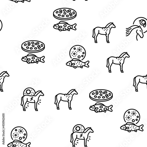 Pet Disease Ill Health Problem Vector Seamless Pattern Thin Line Illustration