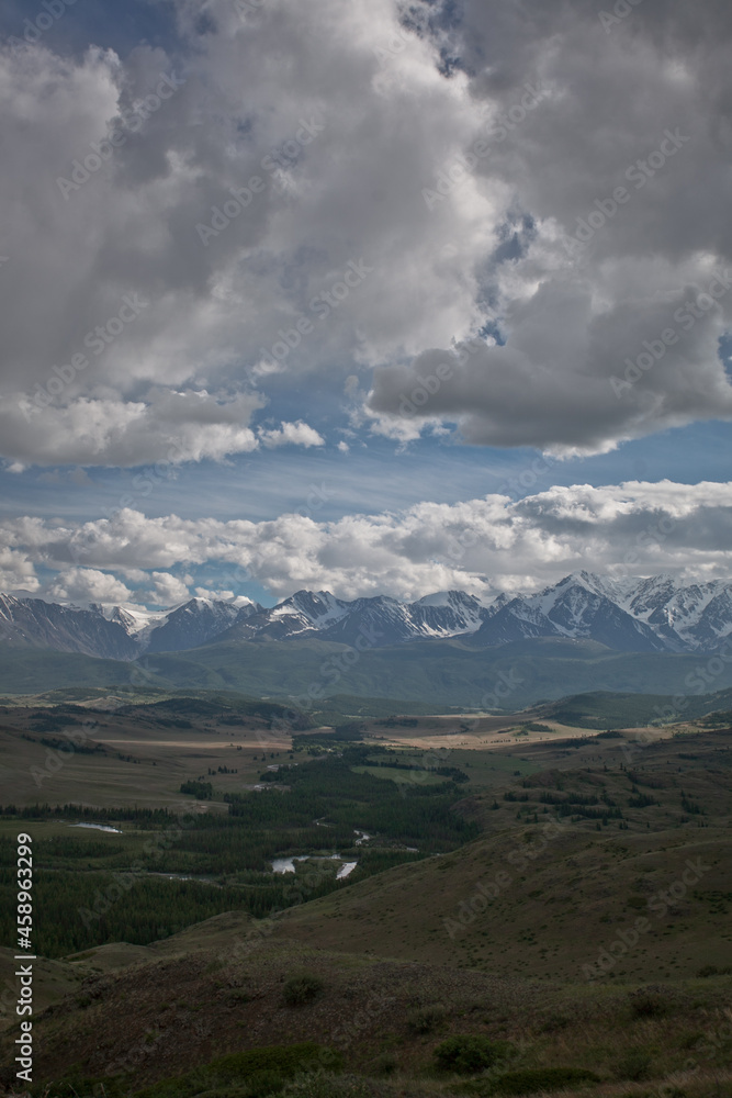North Chuya ridge, Chuya steppe, Chuya river, Altai, Aktru, Altai mountains, mountains in the glacier, glacier