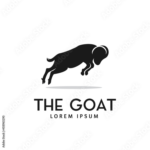 silhouette goat jump logo design illustration vector template emblems goat attack