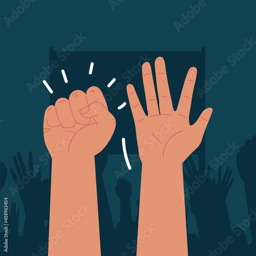 protesting hands up activism