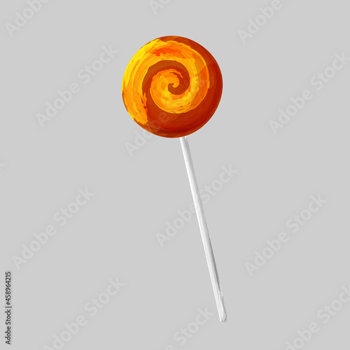 Watercolor orange red sweet lollipop for halloween, birthday, kids love them
