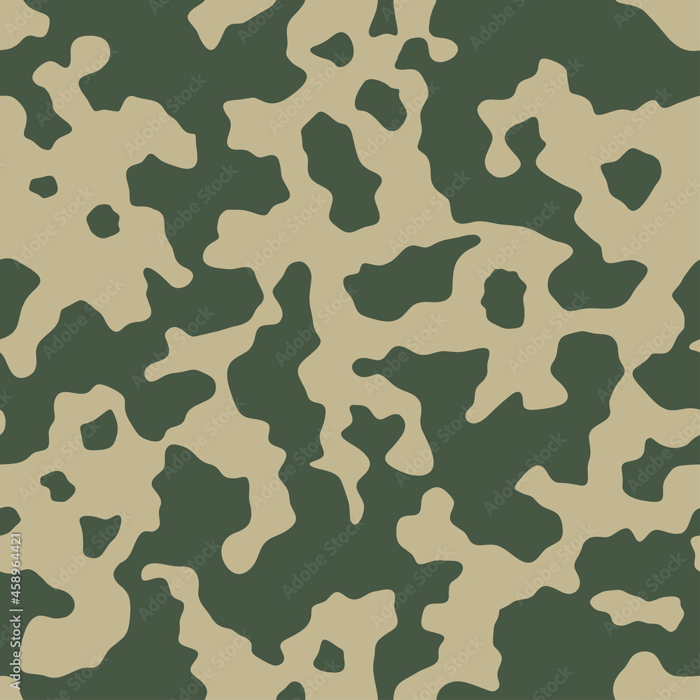 Fototapeta premium Abstract camouflage seamless pattern. Camo background, natural curved wavy shapes, forms. Military print in concept modern style. Vector illustration for surface design, wallpaper, textile.