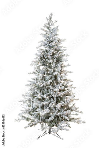 artificial christmas snowy tree isolated on white background