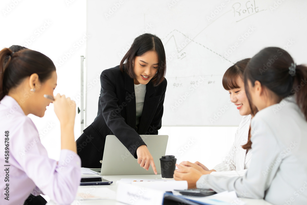 young businesswoman seminar or meeting and presentation about work project on whiteboard young businesswoman seminar or meeting and presentation about work project on whiteboard