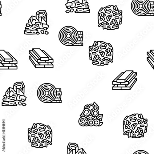 Timber Wood Industrial Production Vector Seamless Pattern Thin Line Illustration photo