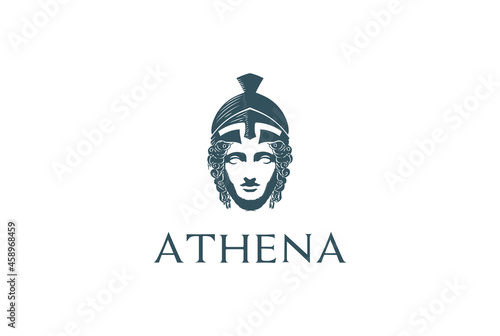Fotografie, Obraz Beauty Greek Roman Goddess Minerva Head Sculpture Logo Design Vector