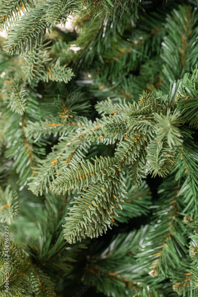 branches of a Christmas tree with garlands
