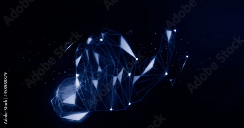 Abstract plexus open hand geometrical shapes network communications background with connecting lines dots