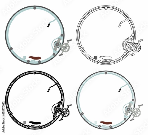 Monowheel rider vehicle icon colored