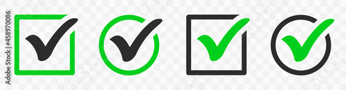 Green check mark icon. Check mark vector icon. Checkmark Illustration. Vector symbols set ,green checkmark isolated on white background. Correct vote choise isolated symbol.