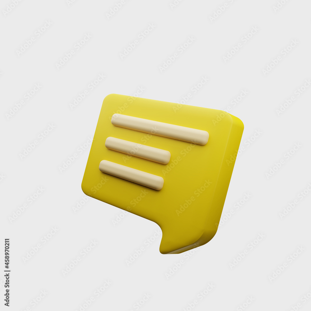 3d illustration of bubble chat with yellow color good for icon, communication, conversation 3d illustration of bubble chat with yellow color good for icon, communication, conversation