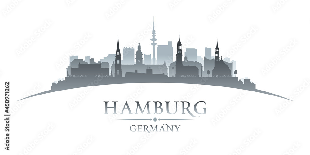 Hamburg Germany city silhouette white background
