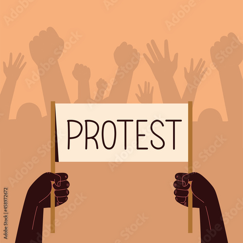 people with board protest