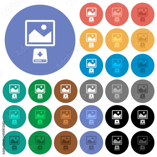 Download image to hard disk round flat multi colored icons