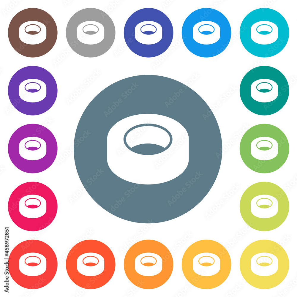 Insulating tape flat white icons on round color backgrounds Insulating tape flat white icons on round color backgrounds