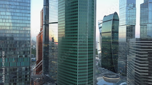 Skyscrapers in city downtown, aerial view