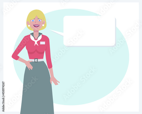 Wallpaper Mural Smiling blonde in formal suit makes an announcement vector illustration Torontodigital.ca