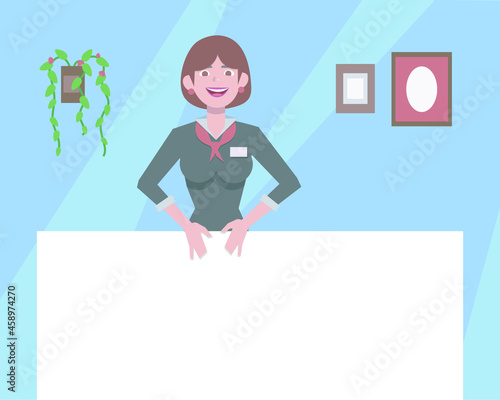 Wallpaper Mural Dark-haired girl in a strict gray suit in the office vector illustration Torontodigital.ca