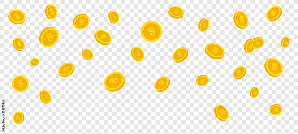 Falling golden coins isolated on transparent background. Vector elements for design Falling golden coins isolated on transparent background. Vector elements for design
