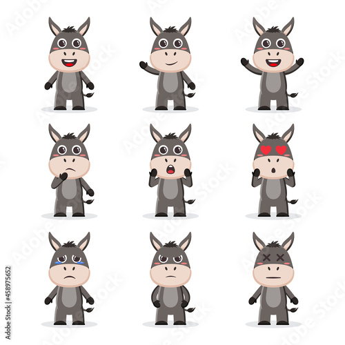 Cute donkey character bundle
