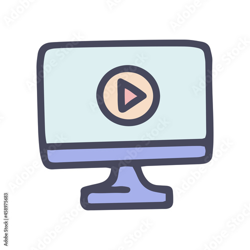 watching video color vector doodle simple icon