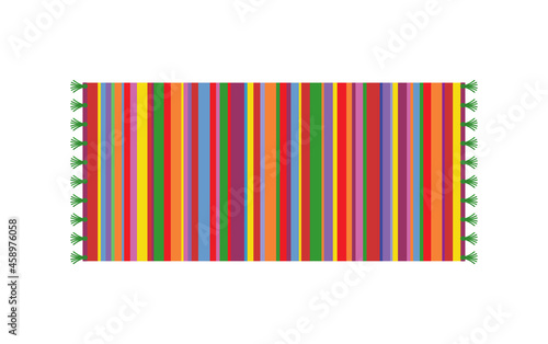 Striped carpet isolated on white background. Bright rug for the house. Flat design vector illustration. photo