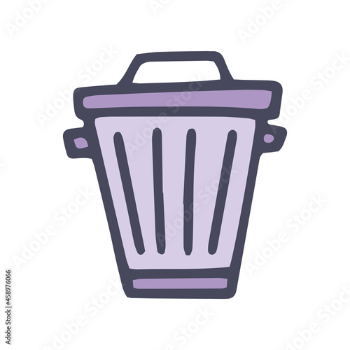 trash bin color vector doodle simple icon