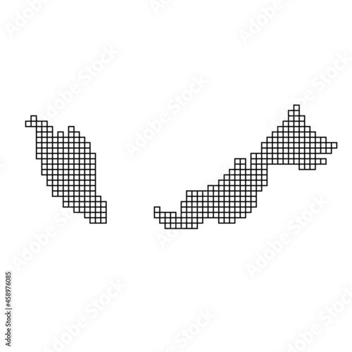 Malaysia map silhouette from black pattern mosaic structure of squares. Vector illustration.