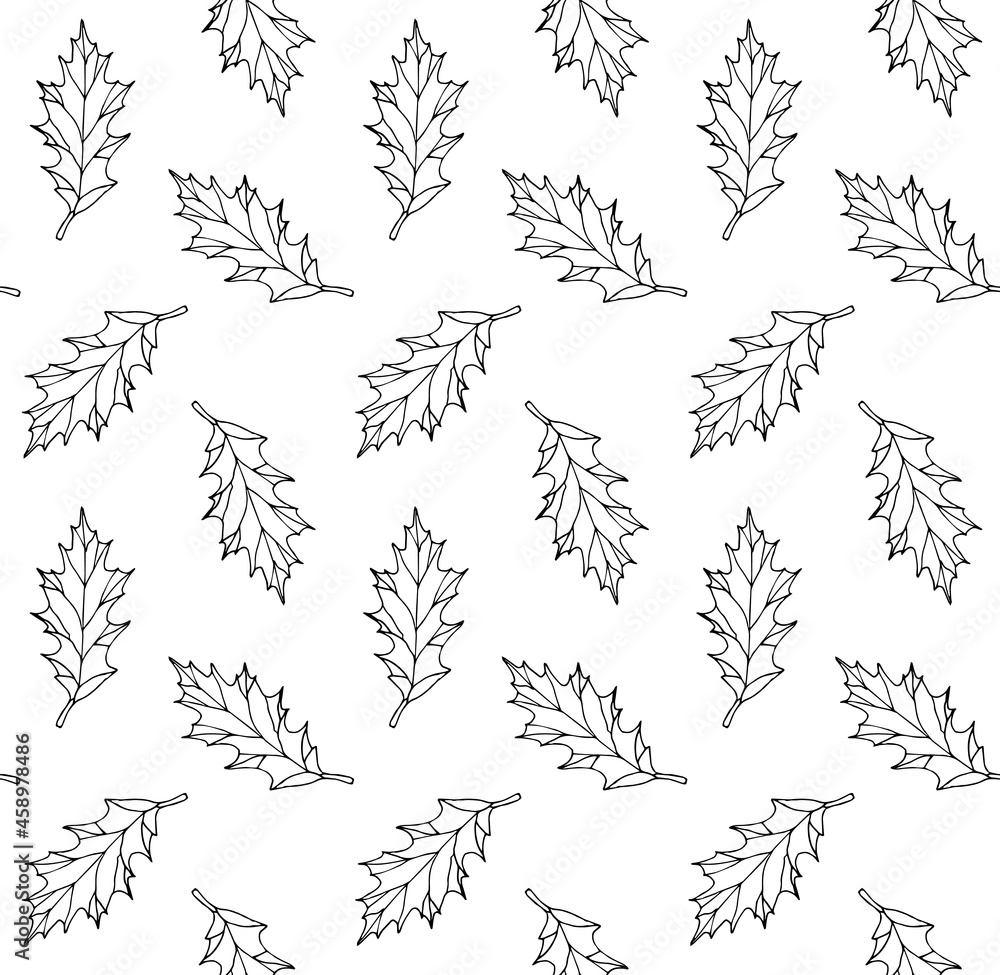 Obraz premium Vector seamless pattern of hand drawn doodle sketch leaf isolated on white background